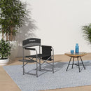 KING CAMP CAMPING FOLDABLE PADDED DIRECTOR ARM CHAIR WITH SIDE TABLE - GREY - Like New