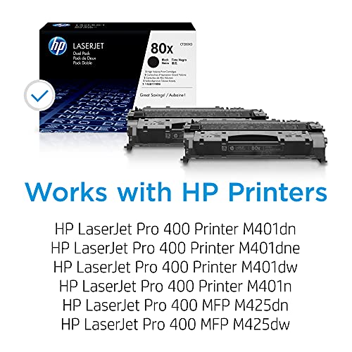 HP 80X Black High-yield Toner Cartridges 2-pack HP LaserJet Pro 400 M401 Series New