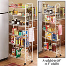 Slim Rolling 6-Tier Shelf Metal 6" Narrow Storage W/Scroll Design B07P6MHBR1 - Brand New