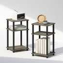 FURINNO JUST 3-TIER TURN-N-TUBE OPEN STORAGE NIGHTSTAND FRENCH OAK/BLACK - Like New
