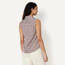 AEWM93015M26 Amazon Essentials Women Regular-Fit Blouse, Ivory Burgundy, L - Brand New