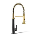 KOHLER 23765-BMB TONE SEMI PROFESSIONAL KITCHEN FAUCET - MATTE BLACK/BRASS - Like New