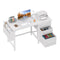 LUFEIYA WHITE DESK WITH FILE DRAWERS CABINET 47" REVERSIBLE COMPUTER DESK WHITE - Like New