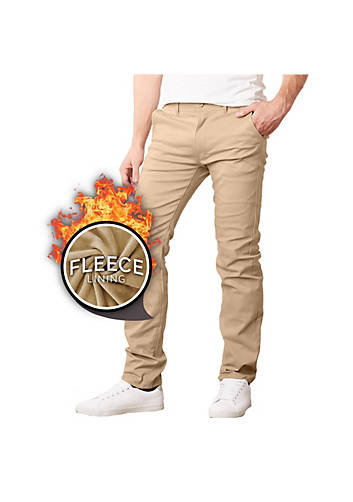 JUMP START MEN’S FLEECE-LINED STRETCH CHINO UNIFORM PANTS - KHAKI - SIZE 38X31 - Brand New
