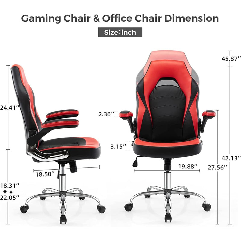 SMUGDESK C-3595 ERGONOMIC HIGH BACK ROLLING COMPUTER CHAIR - BLACK/RED - Like New