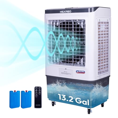 HEXAGO SWAMP COOLER, 7500 CFM EVAPORATIVE, 12 GALLON, 9 FT CORD - WHITE - Like New