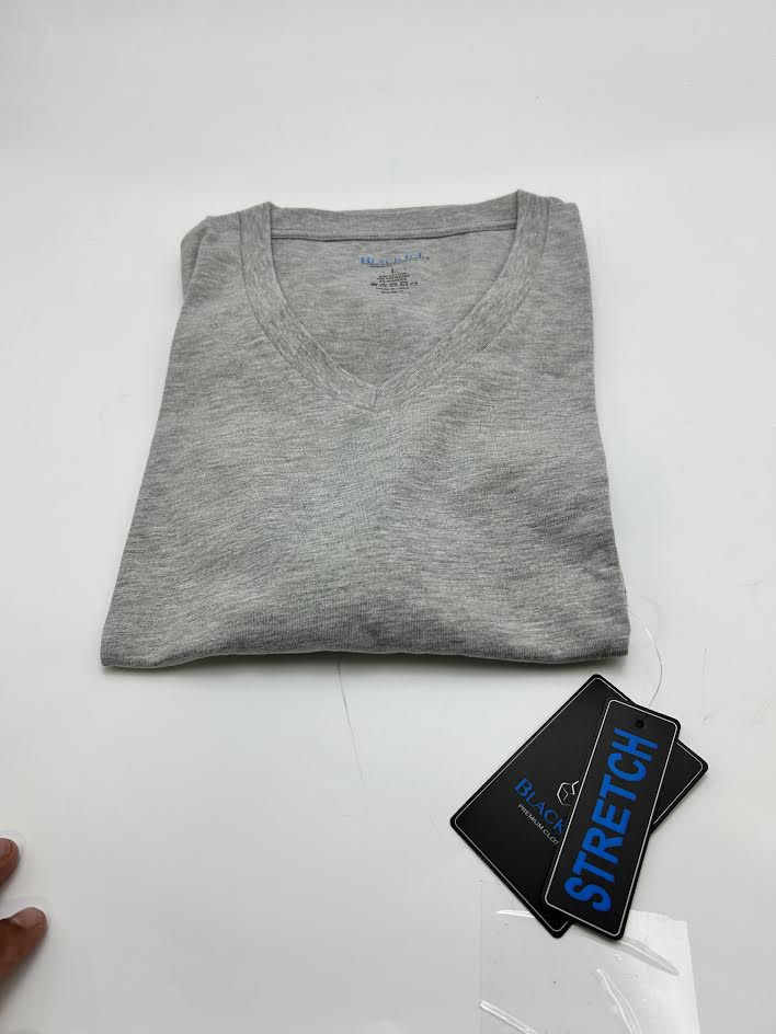 BLACK ICE MEN'S V-NECK SHORT SLEEVE T-SHIRT - SIZE: MEN L - HEATHER GRAY - Brand New