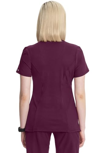 Infinity Cherokee Round Neck Nurse Scrub Tops 3 Pockets 2624A - Size S - Wine - Brand New