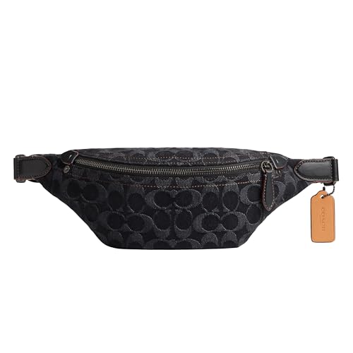 CR785 COACH MEN'S CHARTER BELT BAG 7 BLACK DENIM - Brand New