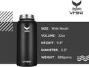 VMINI WIDE MOUTH STAINLESS STEEL & VACUUM INSULATED BOTTLE, 32OZ - BLACK - Like New