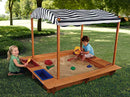 KidKraft Outdoor Covered Wooden Sandbox with Bins and Striped - Scratch & Dent