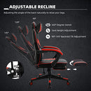 AJS Adjustable Swivel PU Leather Office Chair, Footrest, B08QN8J832 (RED) - Brand New