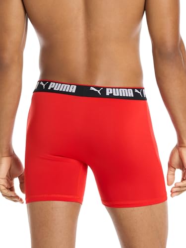 PCOREM151996 PUMA Men's 5 Pack Performance Boxer Briefs Navy/Red/Black L - Like New