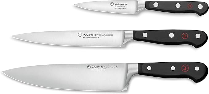 WÜSTHOF Classic 3 Piece Chef's Knife Set 1120160301 - Black - Like New