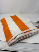 NOBLE HOUSE CABANA BATH TOWEL, 80/20 COTTON, 36X66 - ORANGE WHITE - Brand New