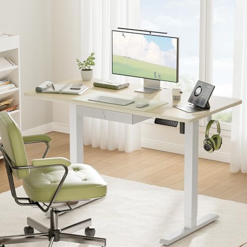 MARSIL Electric Standing Desk With Drawer, 48" X 24", Ergonomic, - Maple - Like New