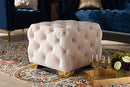 Baxton Studio Avara Glam Luxe Light Beige Velvet Ottoman B07PGX96CY-NEW - Brand New