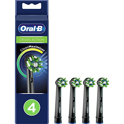ORAL-B CROSSACTION ELECTRIC TOOTHBRUSH REPLACEMENT 4 COUNT - BLACK - Brand New
