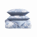 VINCE CAMUTO ORGANIC FLORAL 100% COTTON 3 PIECE FULL/QUEEN DUVET - BLUE - Brand New