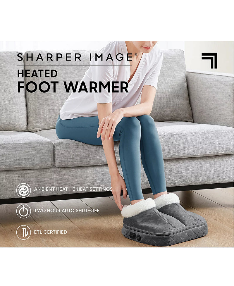 SHARPER IMAGE HEATED ELECTRIC ADJUSTABLE FOOT WARMER - GRAY - Like New
