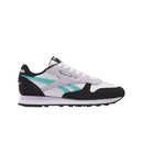 100209565 Reebok Women's Classic Leather Sneaker WHITE/AQUA/BLACK SIZE 8 - Like New