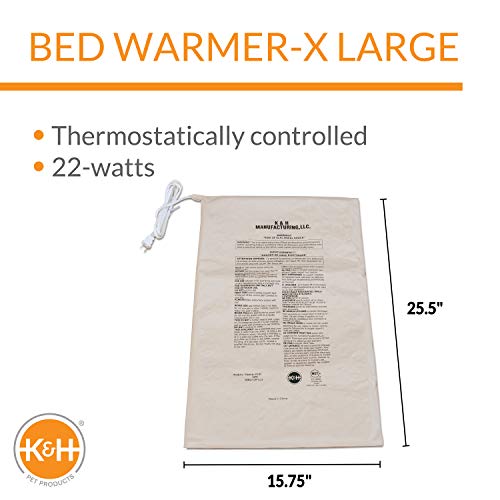 K&H PET PRODUCTS HEATED PET BED WARMER WATERPROOF PET HEATING PAD X-LARGE - Tan Like New