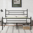 NOVILLA QUEEN SIZE BED FRAME HEADBOARD FOOTBOARD 14" METAL PLATFORM - DARK BLACK - Like New