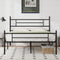 NOVILLA QUEEN SIZE BED FRAME HEADBOARD FOOTBOARD 14" METAL PLATFORM - DARK BLACK - Like New