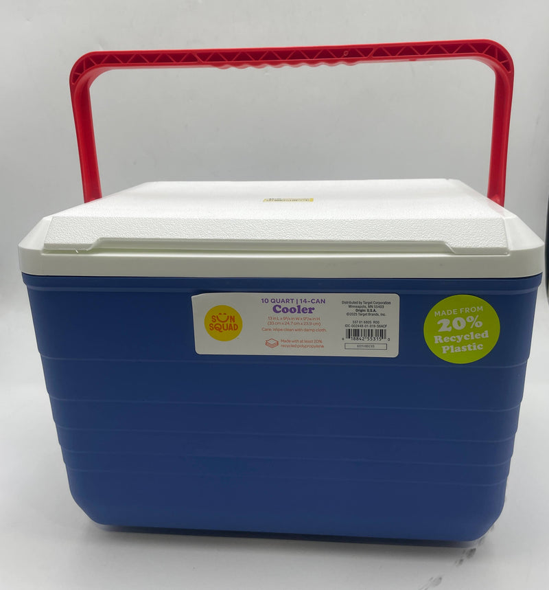 SUN SQUAD HARD SIDED COOLER - 14 CANS/10QT - BLUE - Scratch & Dent