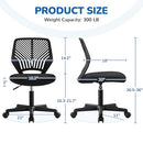 Yaheetech Small Desk Chair, Armless Adjustable Swivel Seat, Black - Brand New
