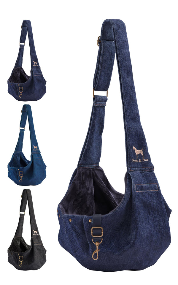 Noah & Paw Dog Sling Carrier Small5-18lb Denim - DARK BLUE - Like New