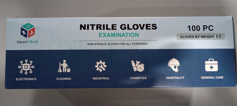 SMART MEDI NITRILE EXAM GLOVES, 100 PCS - SMALL - BLUE - Brand New