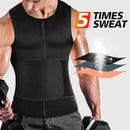 CIMKIZ MENS SWEAT SAUNA VEST FOR WAIST TRAINER ZIPPER NEOPRENE (BLACK, 6XL) - Like New