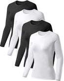 TELALEO 4 PACK WOMEN'S COMPRESSION SHIRT LONG SLEEVE PERFORMANCE BASELAYER - Brand New