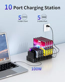 MIZCCDEM 580W CHARGING STATION FOR MULTIPLE DEVICES 10-PORT SJTC-10F - BLACK - Like New