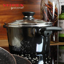VITREX METALLIC 7.8-INCH STOCKPOT WITH LID PORCELAIN ON STEEL - BLACK - Brand New