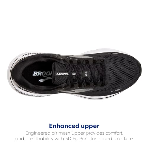 BROOKS MEN’S ADRENALINE GTS 23 SUPPORTIVE RUNNING SHOE SIZE 9 BLACK/WHITE - Like New
