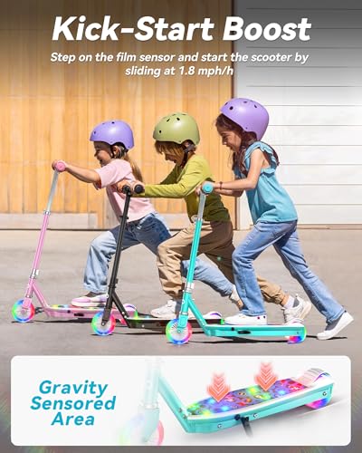 GYROOR KS2 KIDS ELECTRIC SCOOTER WITH LED LIGHTS – SAFE 5 MPH SPEED - CYAN - Like New