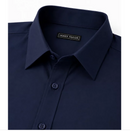 JAMES TAILOR SHORT SLEEVE DRESS SHIRT - SIZE: MEN 2XL - NAVY - Brand New