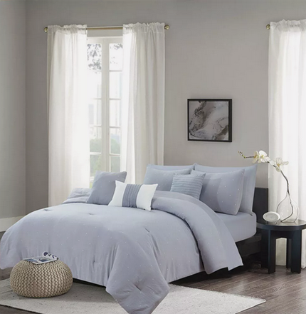 SERENE CRESCENT 10 PIECE QUEEN COMFORTER SET - GRAY - Like New
