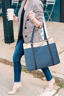 BAG WIZARD WOMEN'S WORK BAG LAPTOP COMPARTMENT ZIPPER POCKETS TEACHER TOTES BLUE - Like New