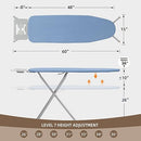 STO Ironing Board Full Size 48" x 15" with Iron Holder, 7 Height Options - Like New