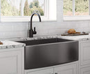 Ruvati 33-in Gunmetal Black Apron-Front Farmhouse Sink RVH9733BL - DARK GRAY - Like New