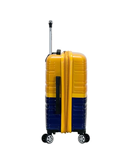 ROCKLAND MELBOURNE HARDSIDE EXPANDABLE SPINNER WHEEL, CARRY-ON 20" - NAVY/YELLOW - Brand New