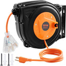 VEVOR RETRACTABLE EXTENSION CORD REEL, 30 FT, HEAVY DUTY, NAE-B10 - BLACK/ORANGE - Like New