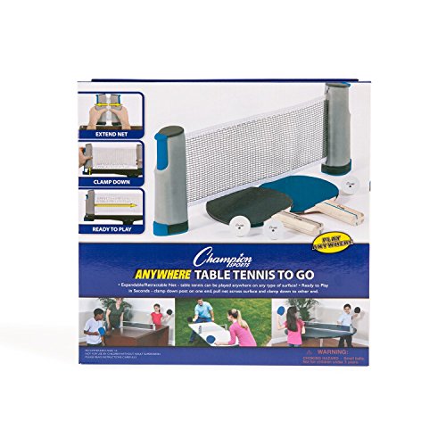CHAMPION SPORTS ANYWHERE TABLE TENNIS PING PONG PADDLES AWTSET BLACK/BLUE - Like New
