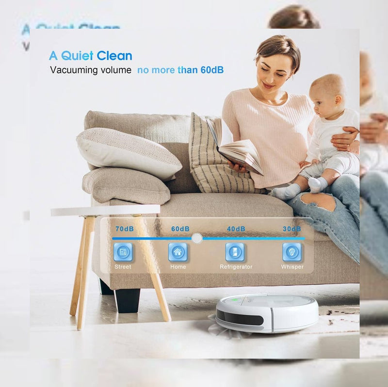 KBT X6 ROBOT VACUUM 80 MINUTE BATTERY LIFE,1800PA SUCTION - WHITE - Like New