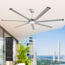 PARROT UNCLE 84 IN. BRUSHED NICKEL INDUSTRIAL DOWNROD MOUNT CEILING FAN - SILVER - Like New