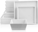 Stone Lain Grace Square Stoneware Dinnerware Set 12 Piece Servicer - White - Like New