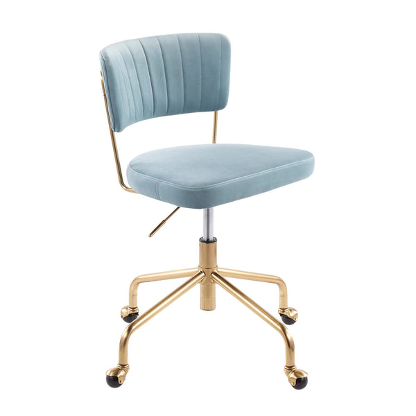 LumiSource Tania Task Office Chair with Wheels, Velvet, Light - Scratch & Dent